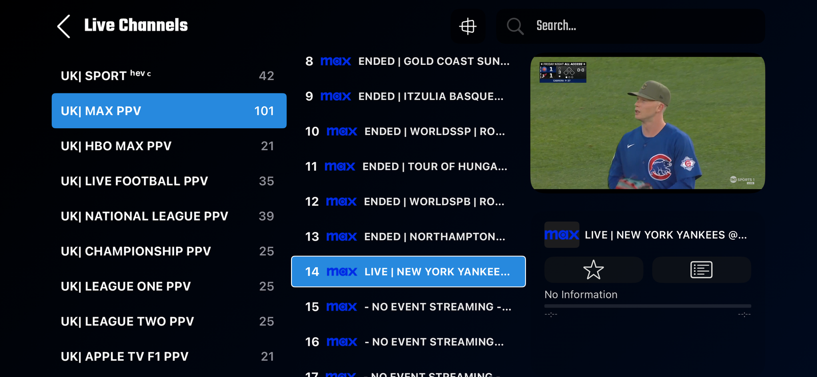 IPTV Smarters Pro app interface
