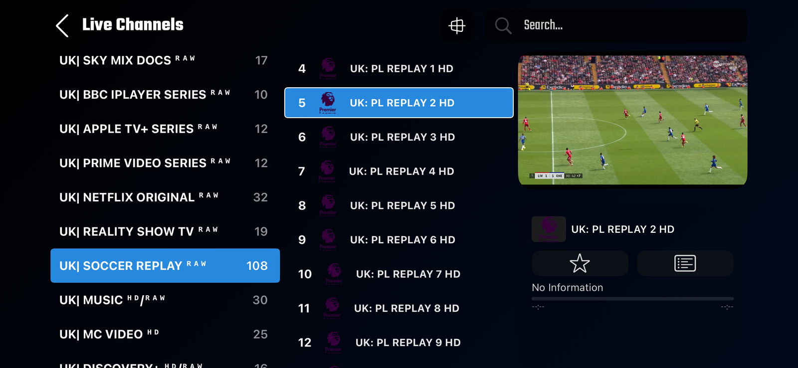 Strong 8K IPTV channel categories